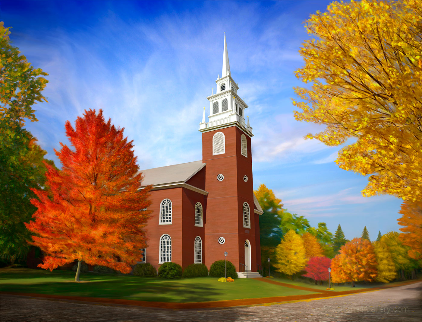 The Old North Church Painting By Artist J Charles Featuring The Historic Boston Massachusetts Church